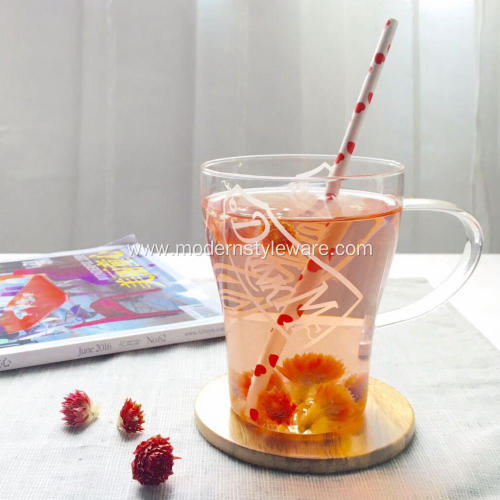 Drinking Water Glass Promotional Glass Tea Cup with Handle